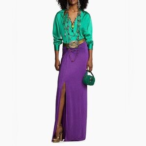 Ralph Lauren Strass Twisted Slit Maxi Sarong Skirt